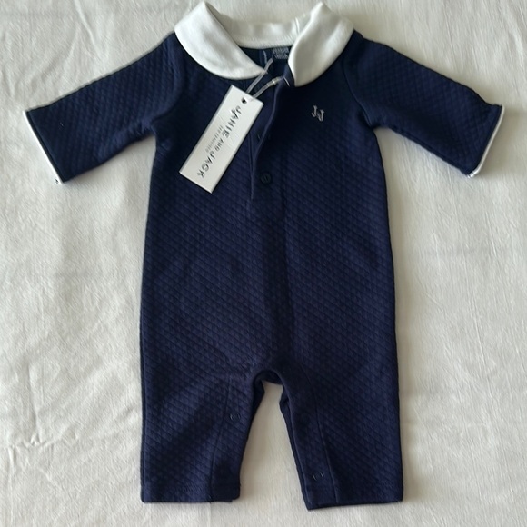 NWT Janie and Jack Navy Blue Quilted One-Piece Newborn - Picture 3 of 5